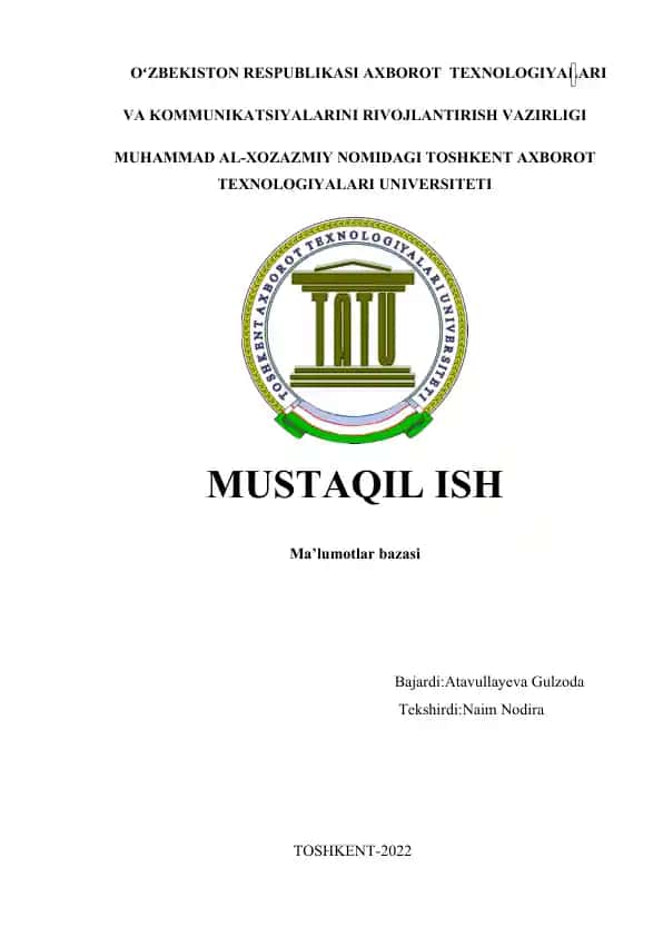 MySQl dasturi o'rnatish