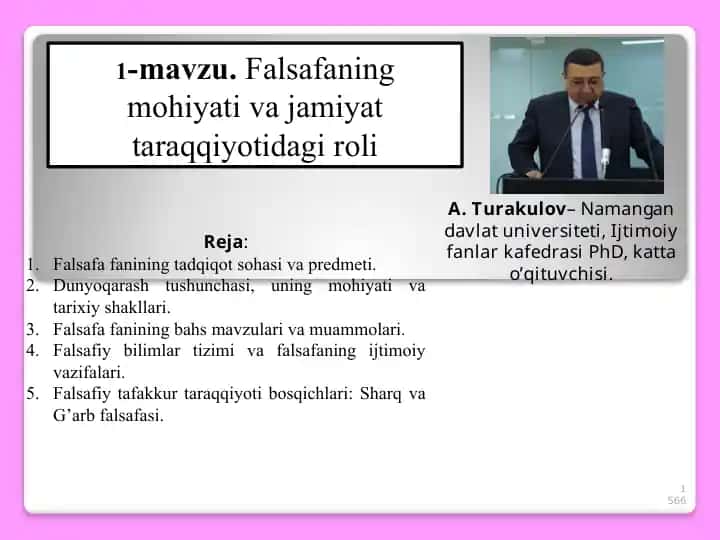 ФАЛСАФАФАНИНИНГ ПРЕДМЕТИ, МАЗМУНИ ВАЖАМИЯТДАГИ РОЛИ