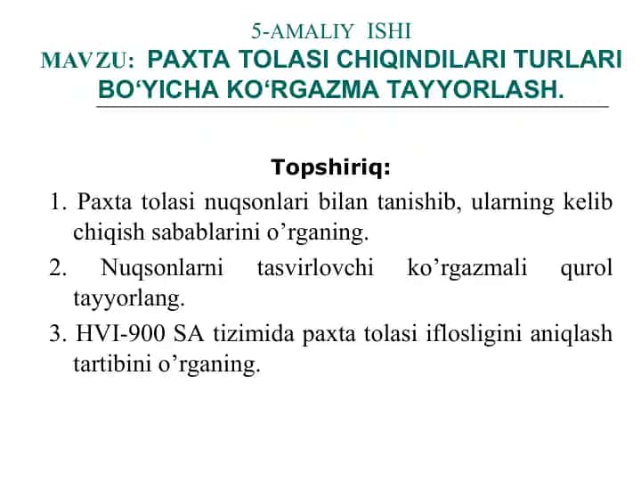 Paxta tolasining nuqsonlari