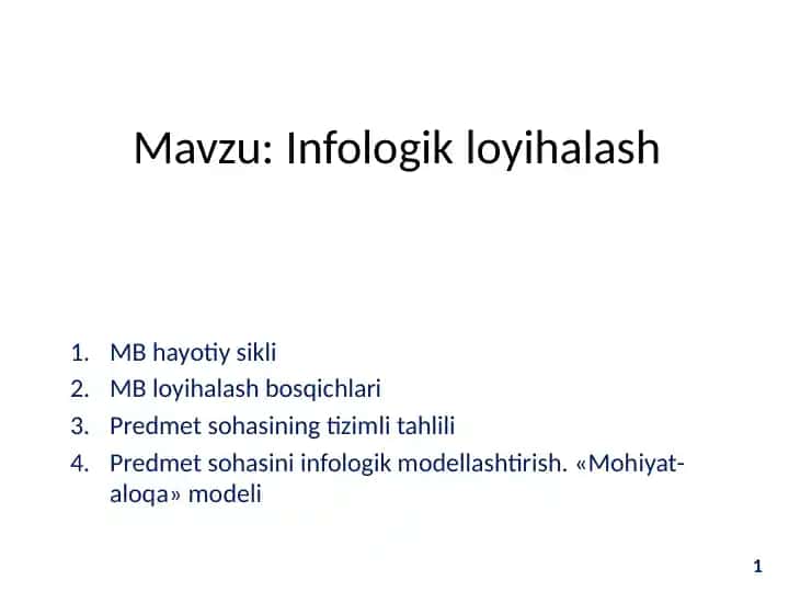 Infologik loyihalash