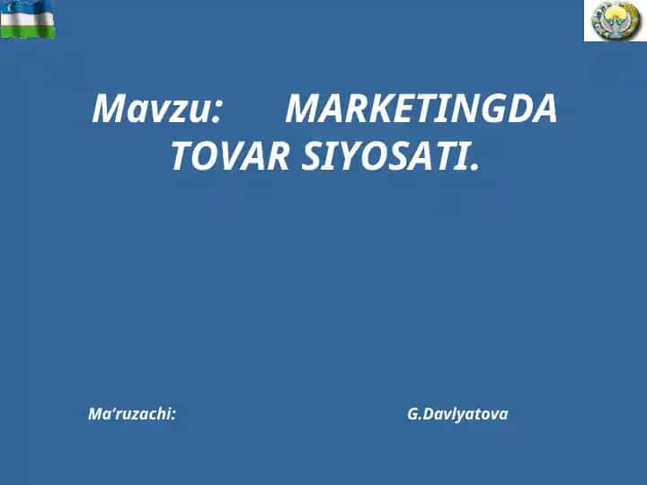 MARKETINGDATOVAR SIYOSATI