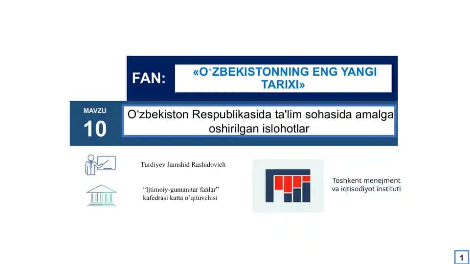 O‘zbekiston Respublikasi ta'lim sohasida amalga oshirilgan islohotlar