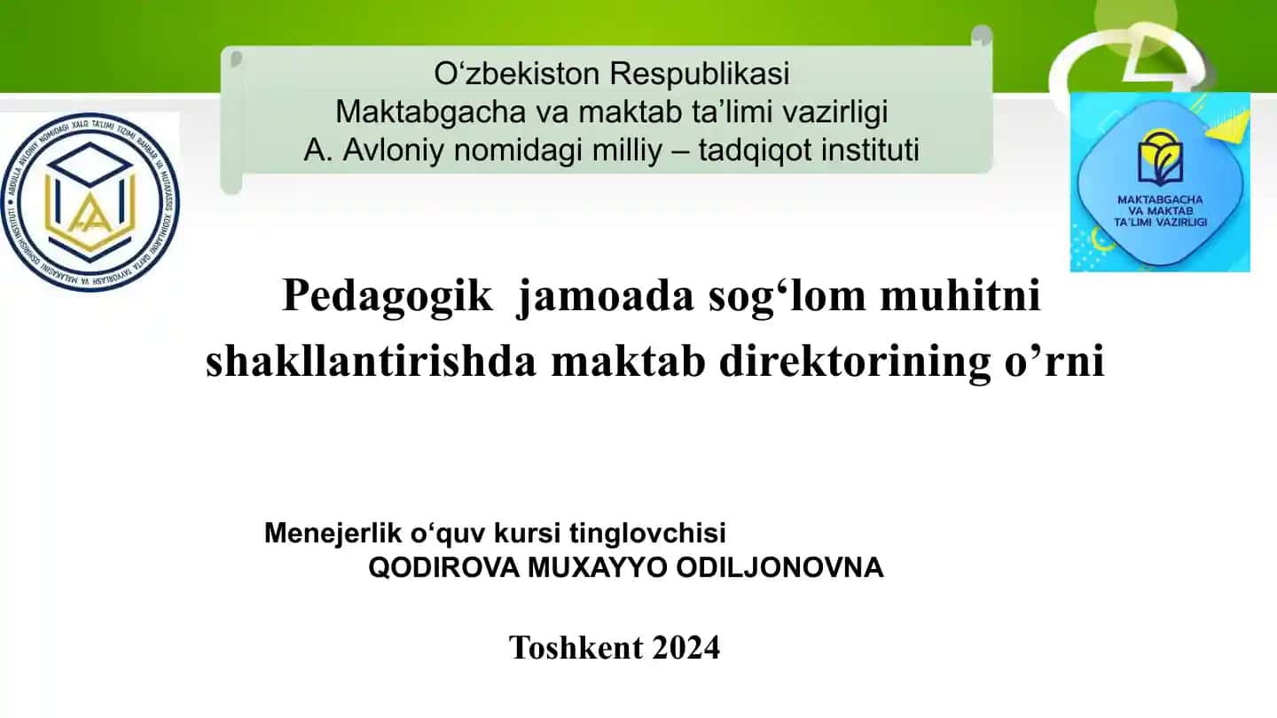 MAKTABGACHA VA MAKTAB TA’LIMI VAZIRLIGI