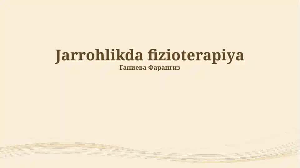 Jarrohlikda fizioterapiya
