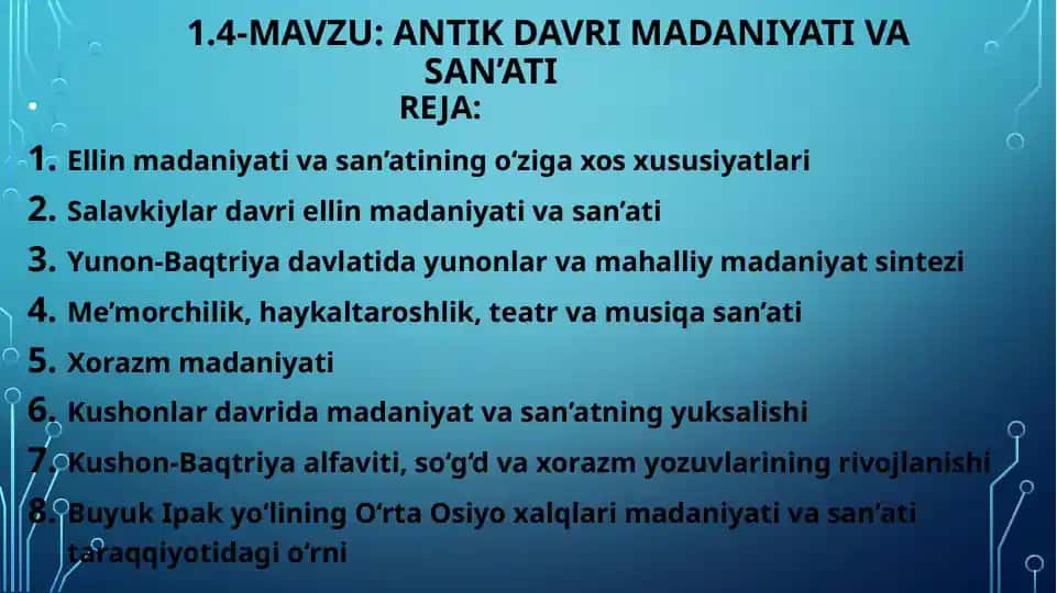 Antik davri madaniyat va san’ati