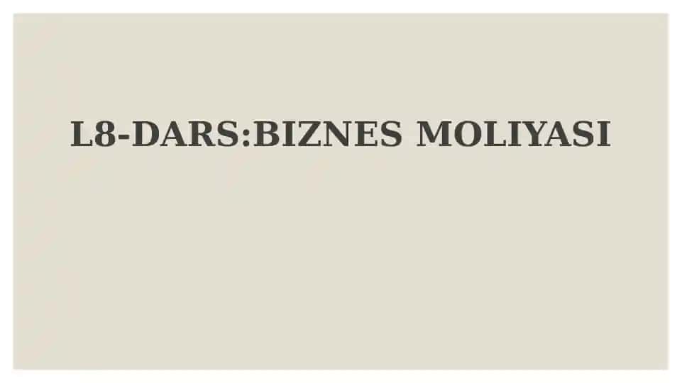 BIZNES MOLIYASI