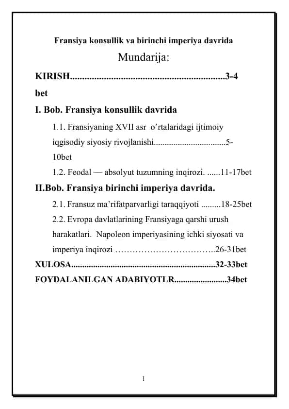 Fransiya Konsullik va Birinchi Imperiya Davrida