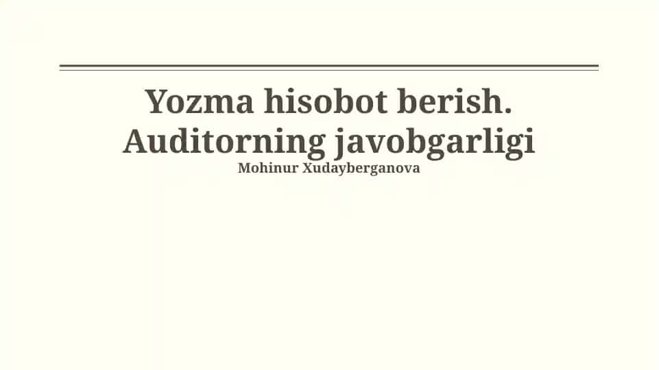 Yozma hisobot berish