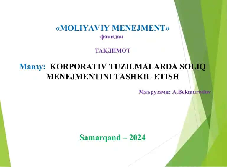Moliyaviy Menejment