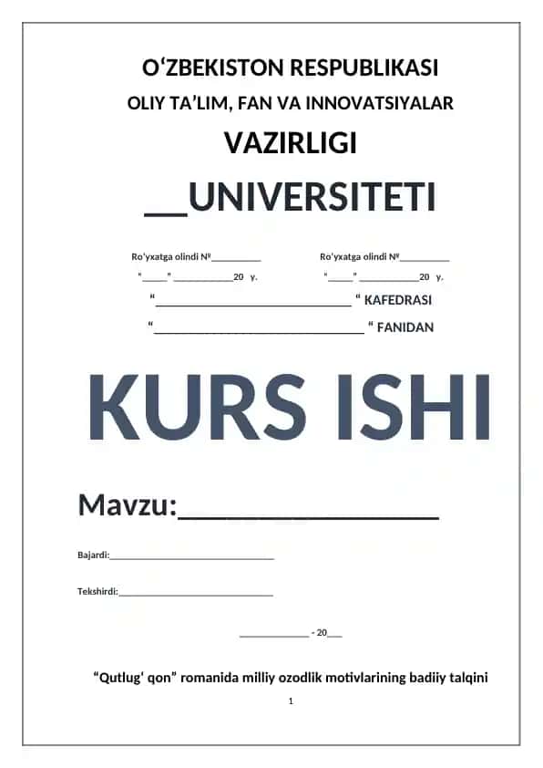 Qutlug‘ qon romani kurs ishi