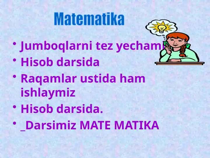Hisob darsida matematika