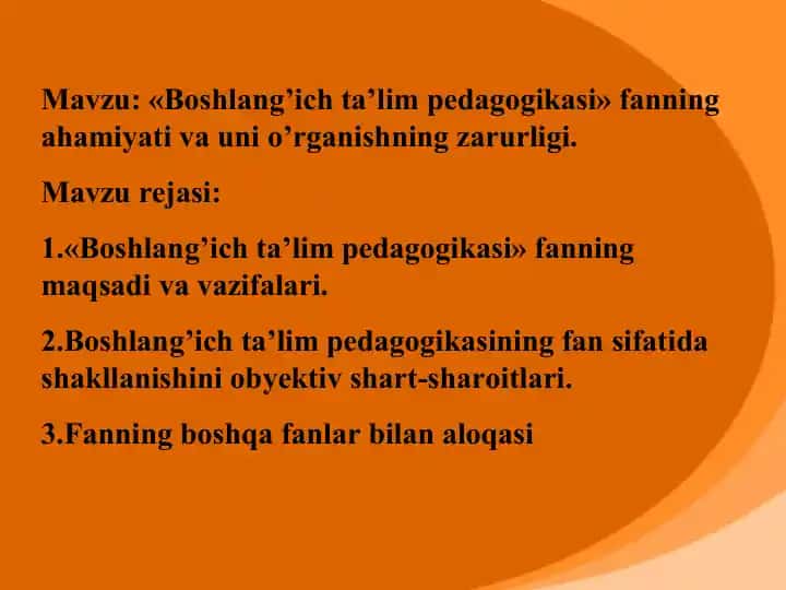 Boshlang'ich ta'lim pedagogikasi