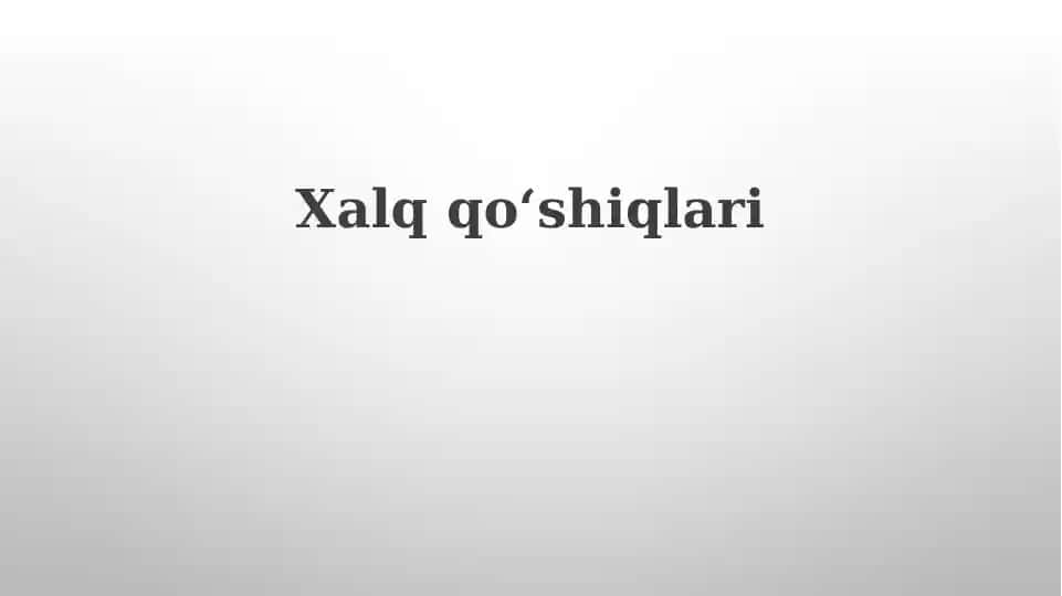 Xalq qo'shiqlari