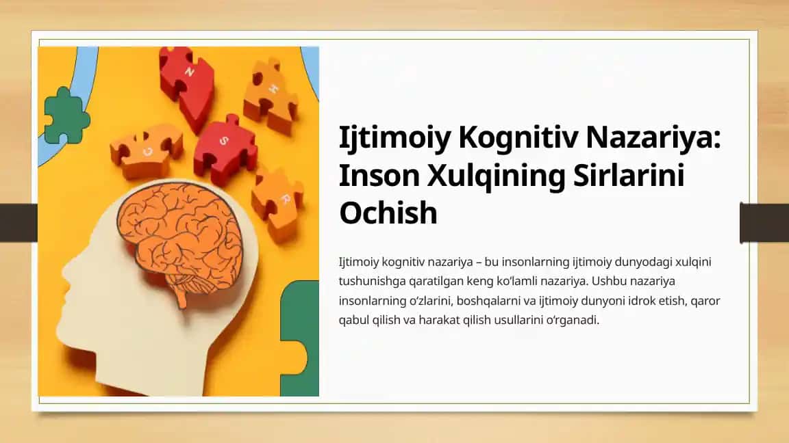 Ijtimoiy Kognitiv Nazariya Inson Xulqining Sirlarini Ochish