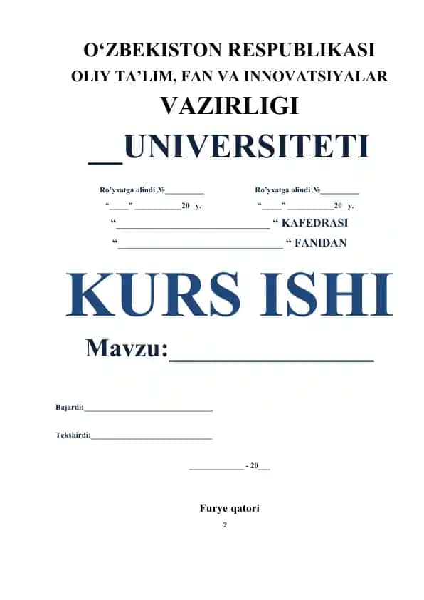 Furye qatori bo‘yicha kurs ishi