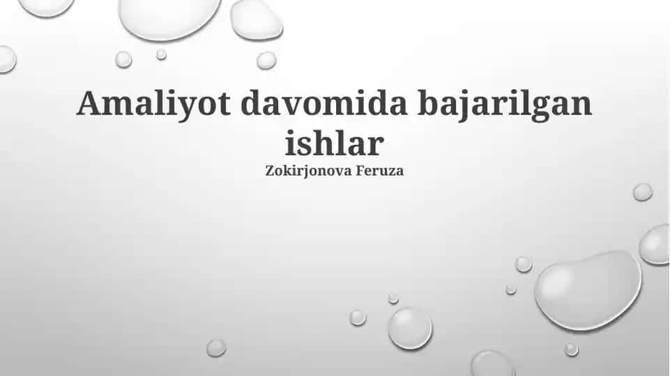 Amaliyot davomida bajarilgan ishlar hisobot
