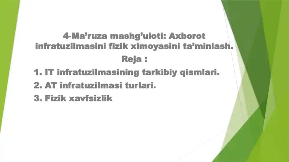 IT Infratuzilma va Fizik Xavfsizlik