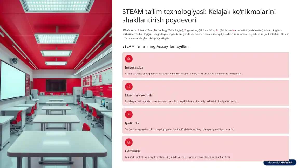 STEAM ta’lim texnologiyasi: Kelajak ko‘nikmalarini shakllantirish poydevori