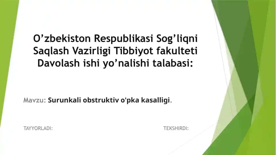 Surunkali obstruktiv o'pka kasalligi