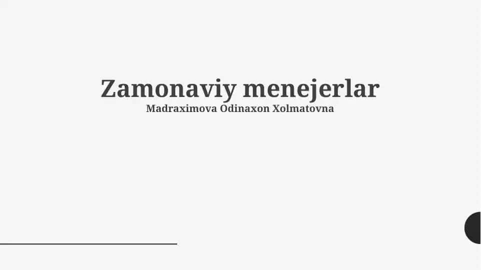 Zamonaviy menejerlar