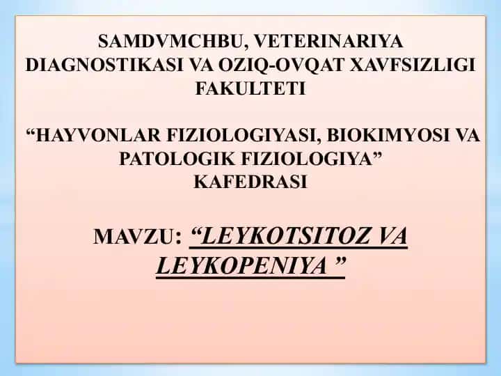 Leykotsitoz va Leykopeniya
