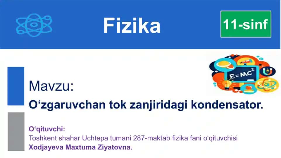 O‘zgaruvchan tok zanjiridagi kondensator