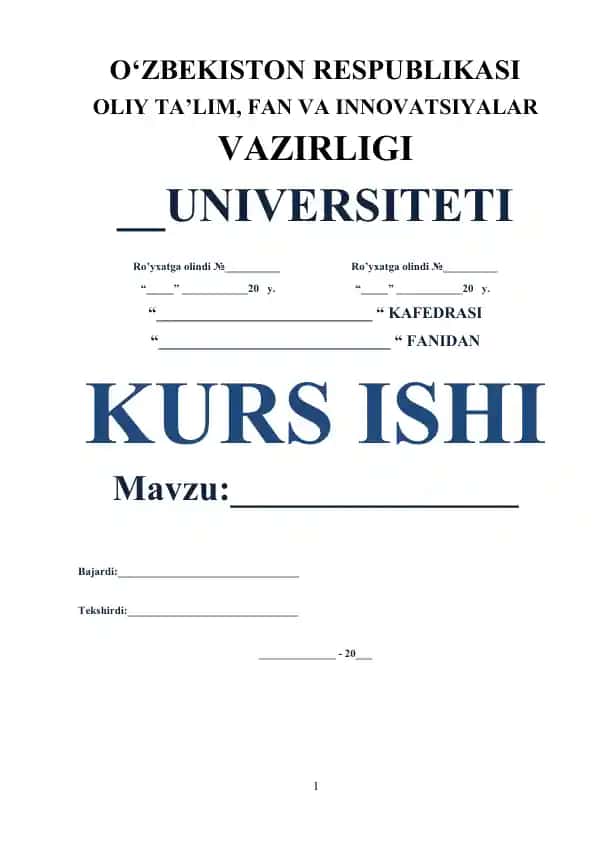Milliy mafkura va yoshlar ongi haqida kurs ishi