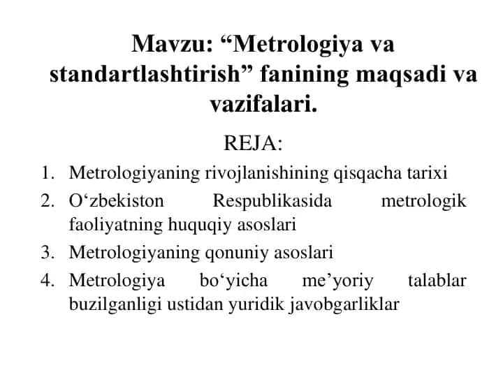 Metrologiya va Standartlashtirish
