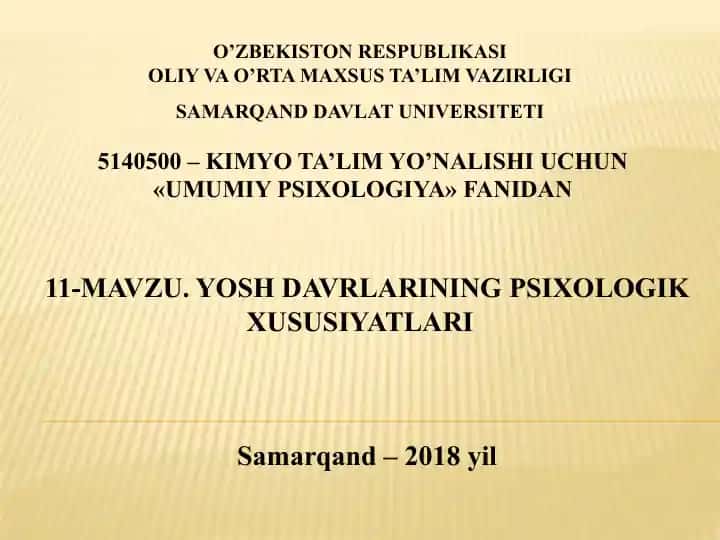 O‘smirlik davri psixologiyasi