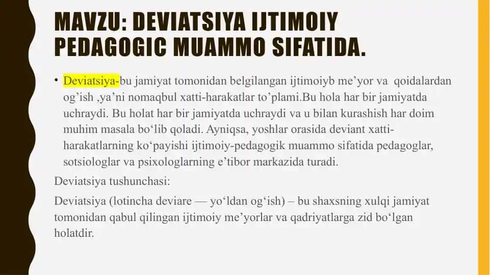 Deviatsiya ijtimoiy pedagogik muammo sifatida
