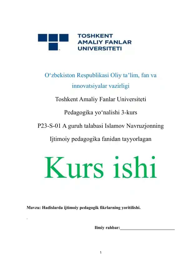 Pedagogika yoʻnalishi 3-kurs