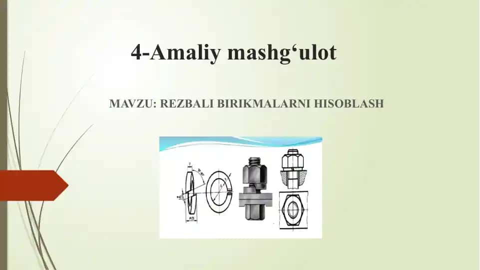 Rezbali birikmalarni hisoblash