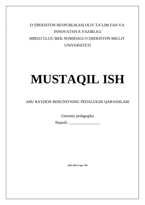 Abu Rayhon Beruniyni Pedagogik Qarashlari