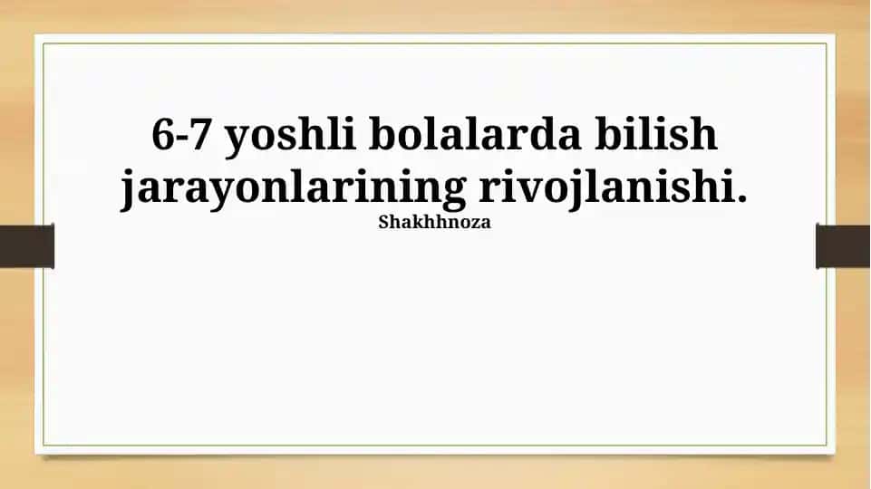 Kognitiv rivojlanishning asosiy jihatlari