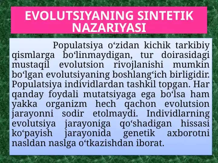 Evolutsiyaning sintetik nazariyasi