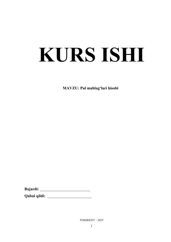 Pul mablagʻlari hisobi