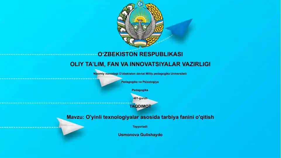 O'yinli texnologiyalar asosida tarbiya fanini o'qitish