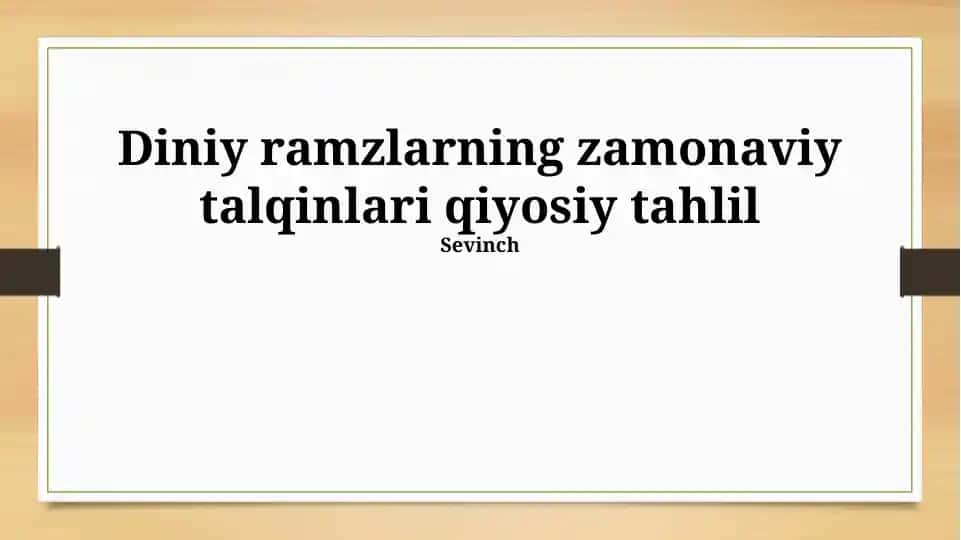 Diniy ramzlarning zamonaviy talqinlari qiyosiy tahlil