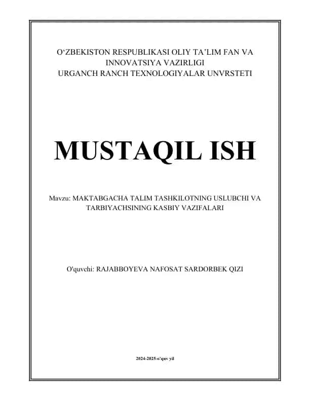 Uslubchining kasbiy vazifalari