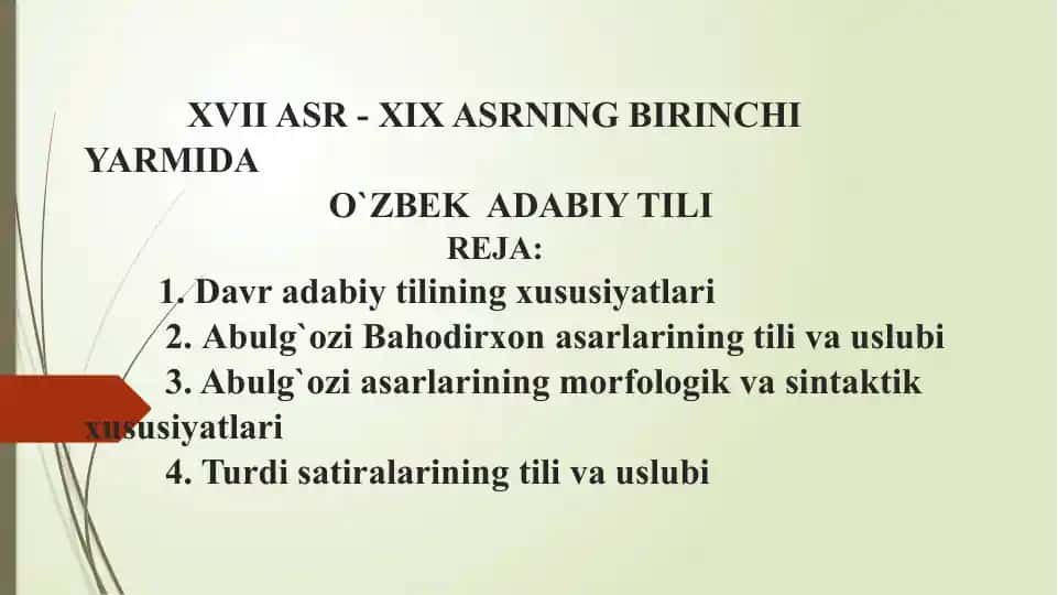 XVII ASR - XIX ASRNING BIRINCHI YARMI