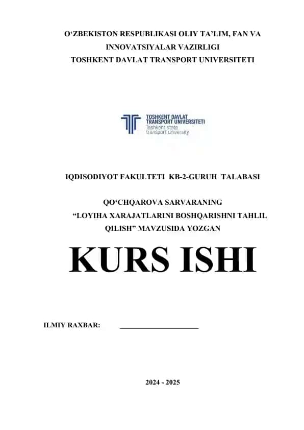 Loyiha Xarajatlarini Boshqarishni Tahlil Qilish