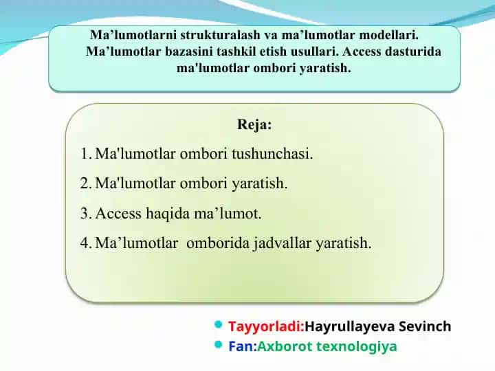 Ma'lumotlar ombori tushunchasi