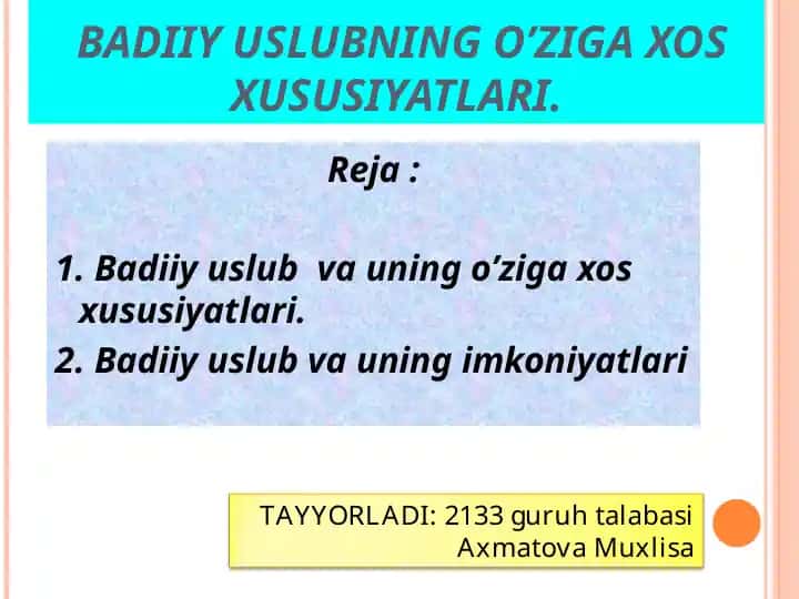 Badiiy uslub