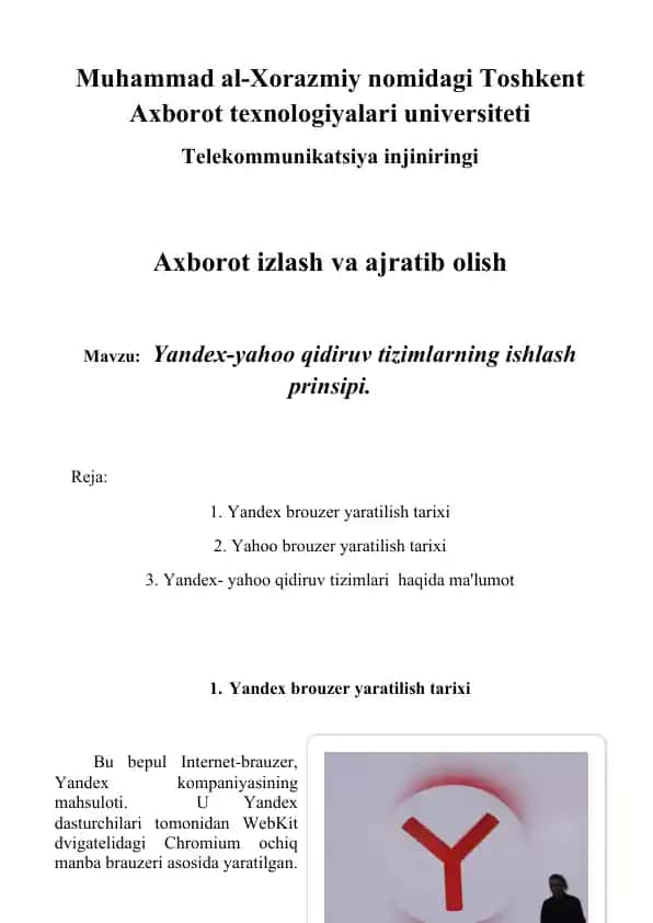 Yandex-yahoo qidiruv tizimlarning ishlash prinsipi