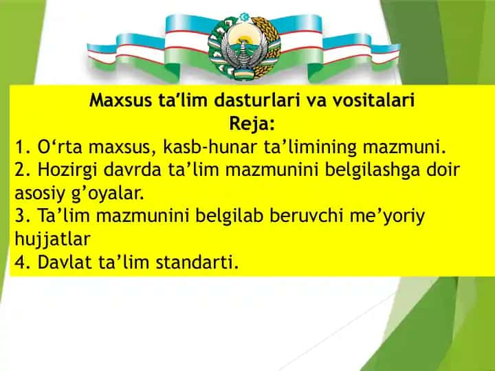 O‘rta maxsus, kasb-hunar ta’limining mazmuni