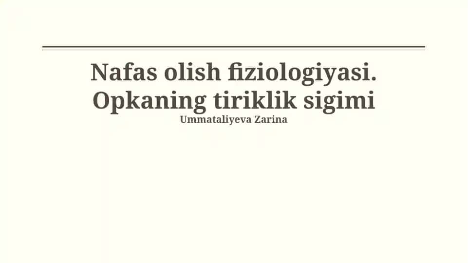 Nafas olish fiziologiyasi