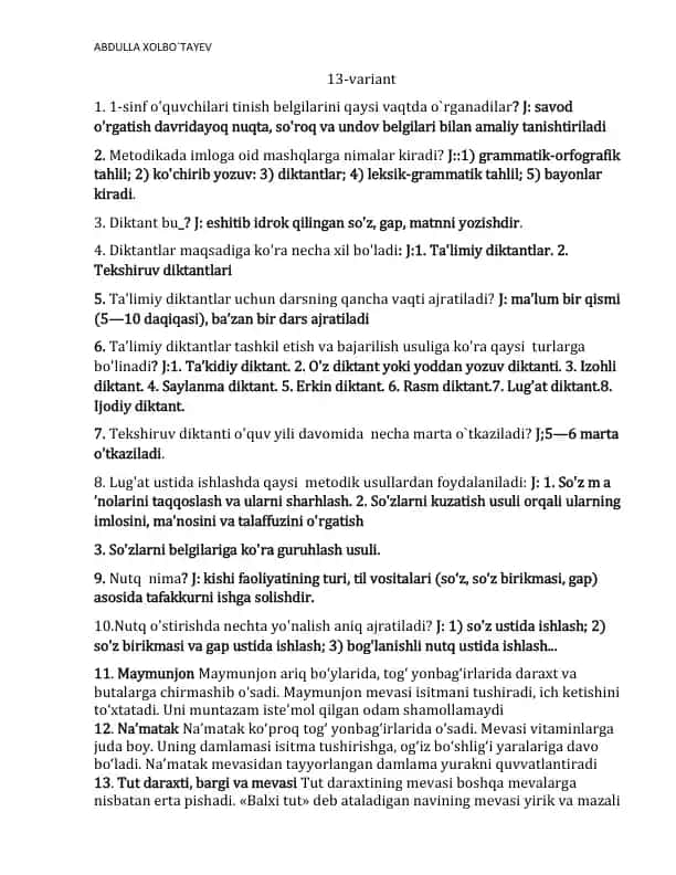 Metodikada diktantlar
