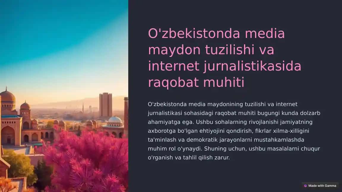 Media maydon tuzilishi va internet jurnalistikasida raqobat muhiti