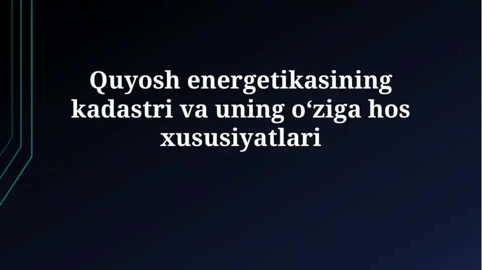 Quyosh energiyasi kadastri