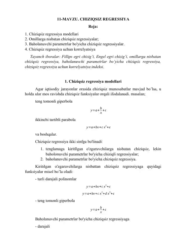 Chiziqsiz regressiya